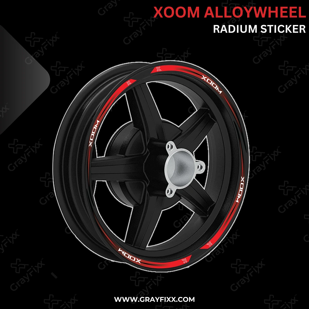 Alloy Wheel Radium Vinyl Sticker Compatible with Xoom | Made in Premium Radium Vinyl with FPF (Fade Protection Film), Waterproof, Precut Sticker, Pack of 1